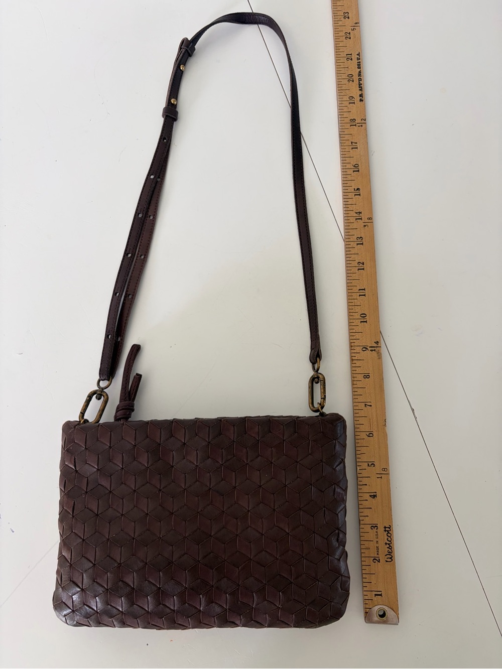 Madewell The Puff Woven Leather Crossbody Bag Chocolate Raisin NI981 - Picture 14 of 14